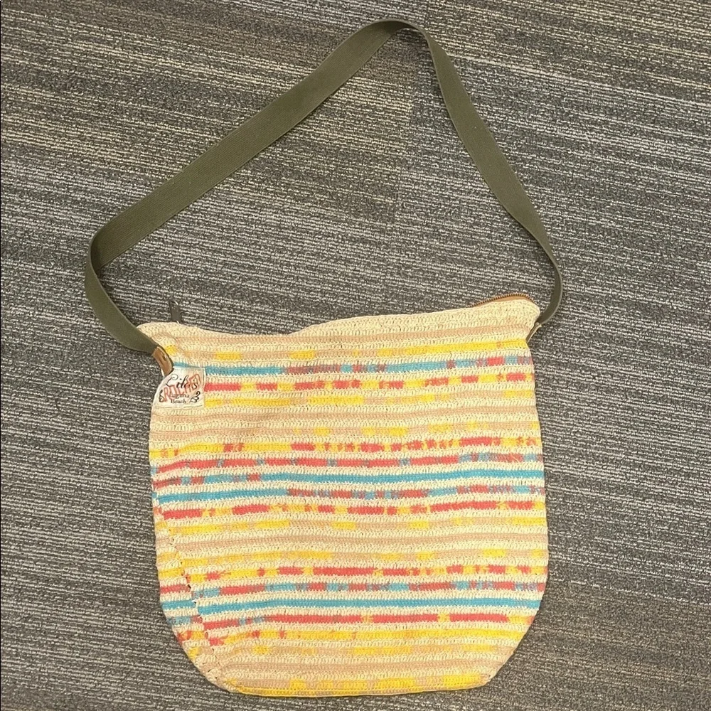 Lilos Laguna Beach Large Striped Crochet Shoulder Bag